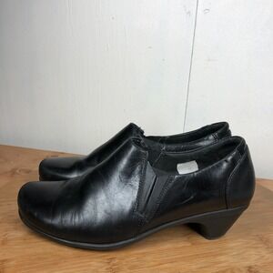 Naot womens size 41 shoes black leather slip on heel comfort work clogs